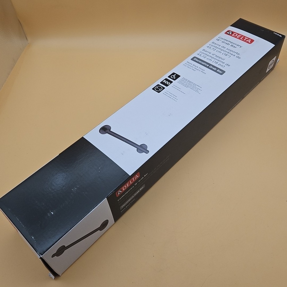 Delta Contemporary 18" Grab Bar ADA 500lbs MATTE BLACK 41818-BL Brand New